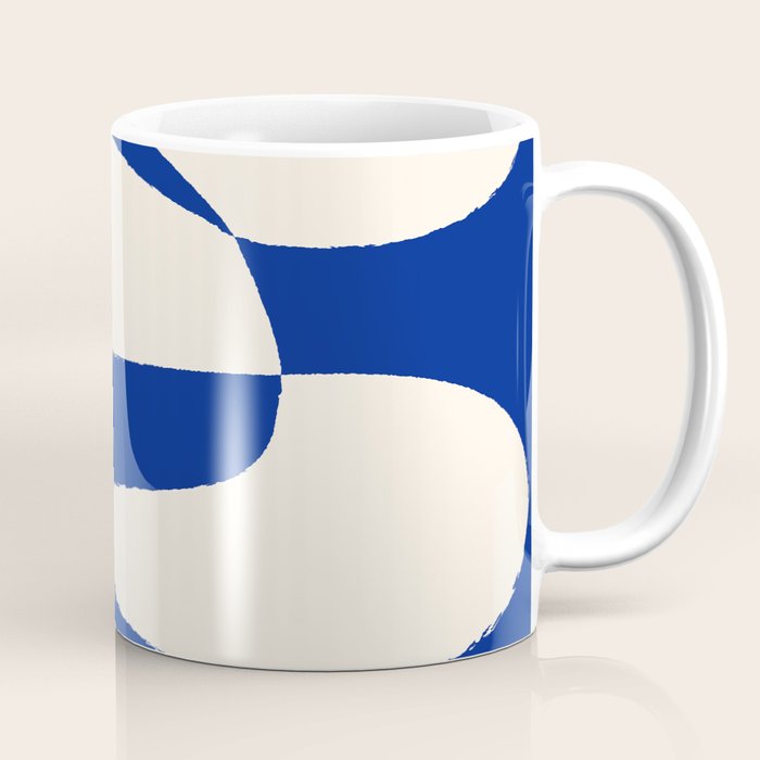 Mid-Century Modern Abstract Composition in Royal Blue & White Coffee Mug Gallery Image 1