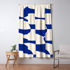 Mid-Century Modern Abstract Composition in Royal Blue & White Window Curtain Gallery Image 5