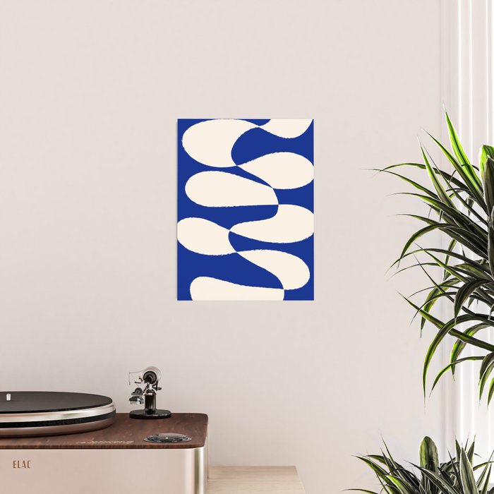 Mid-Century Modern Abstract Composition in Royal Blue & White Poster Gallery Image 2