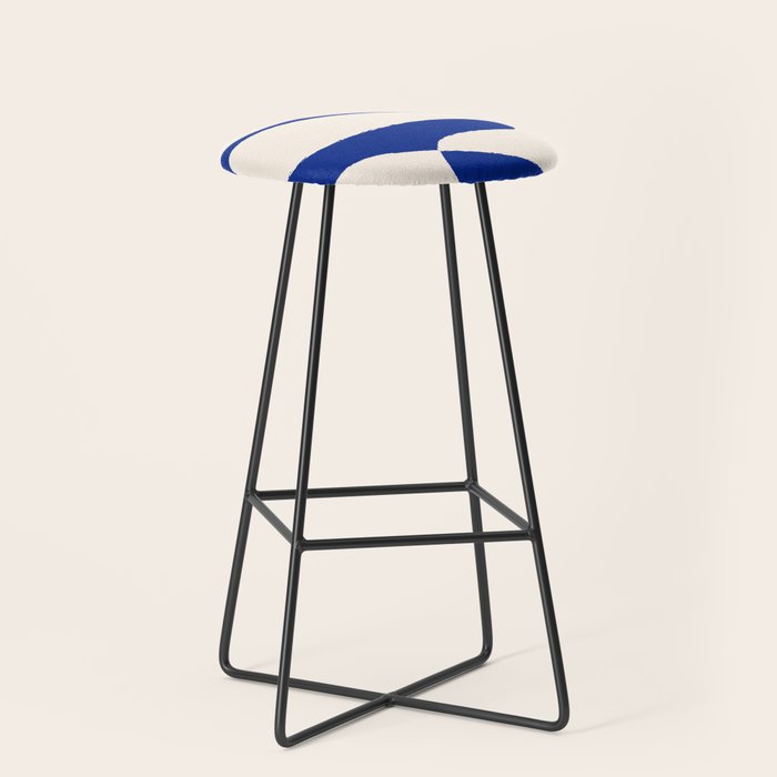 Mid-Century Modern Abstract Composition in Royal Blue & White Stool Gallery Image 1