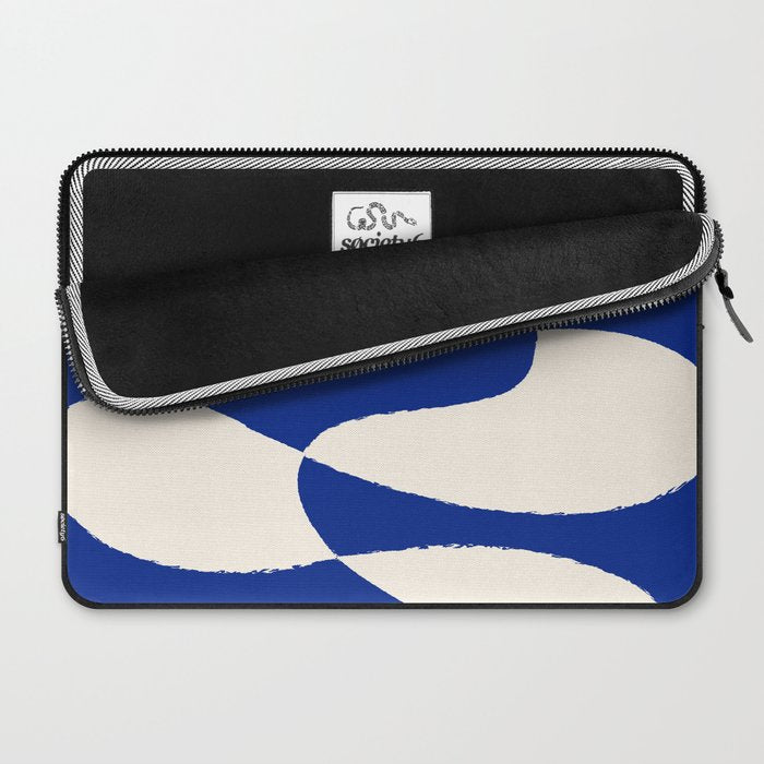 Mid-Century Modern Abstract Composition in Royal Blue & White Laptop Sleeve Gallery Image 2