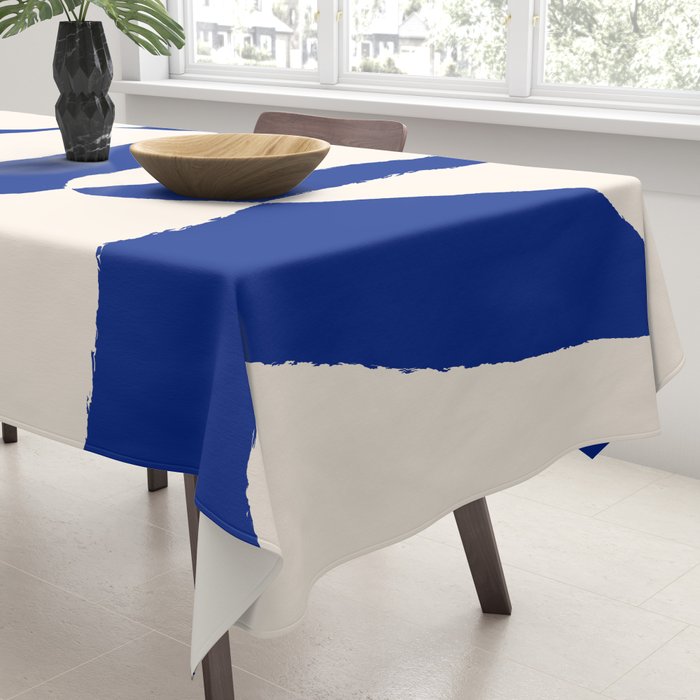 Mid-Century Modern Abstract Composition in Royal Blue & White Tablecloth Gallery Image 3