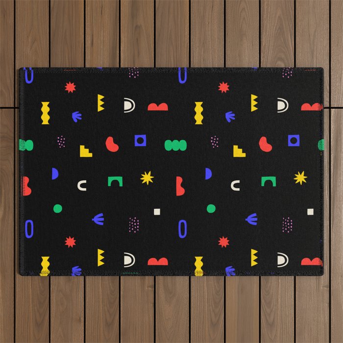 Abstract colorful organic shape art pattern Outdoor Rug Gallery Image 1
