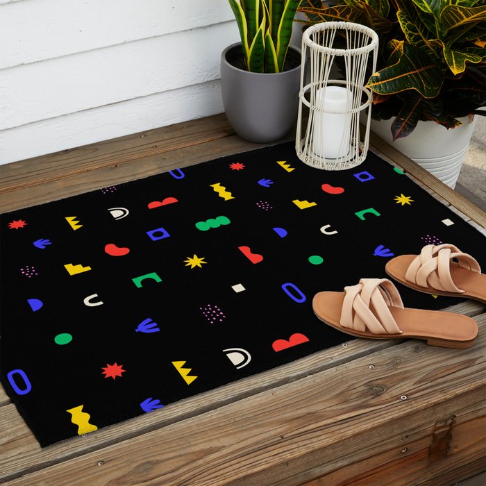 Abstract colorful organic shape art pattern Outdoor Rug Gallery Image 2