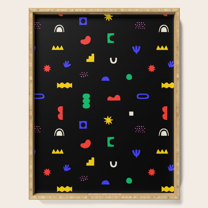Abstract colorful organic shape art pattern Serving Tray Gallery Image 1