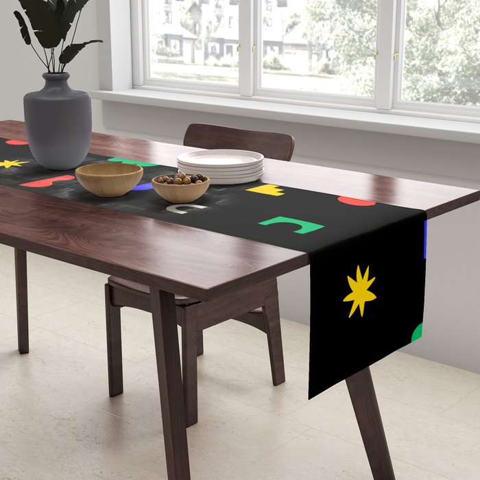 Abstract colorful organic shape art pattern Table Runner Gallery Image 2