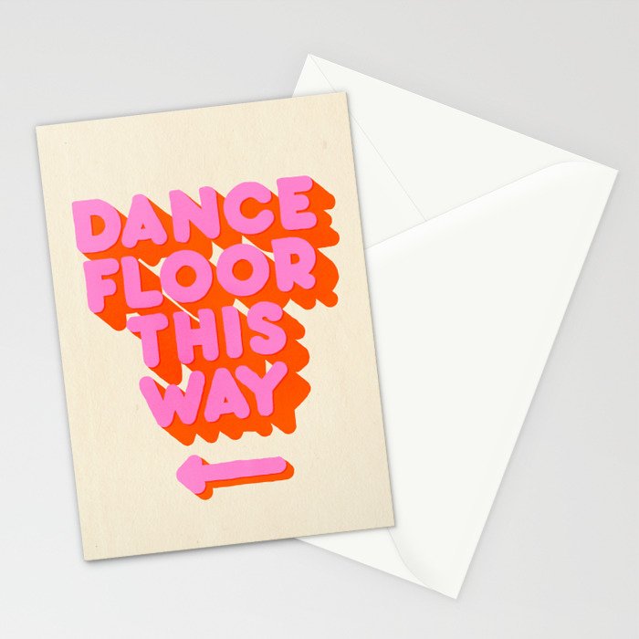DANCE FLOOR THIS WAY - PINK TYPOGRAPHY Stationery Card Gallery Image 2