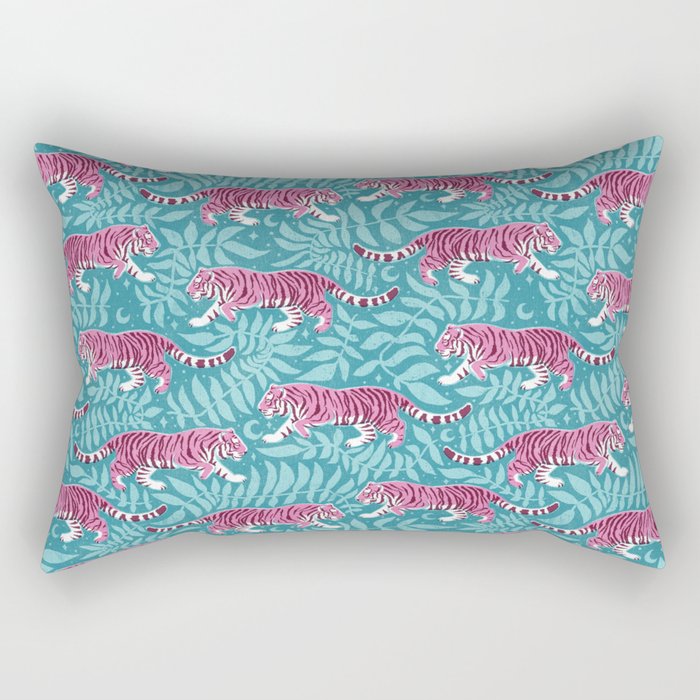 Tigers - Purple and aqua blue  Rectangular Pillow Gallery Image 2