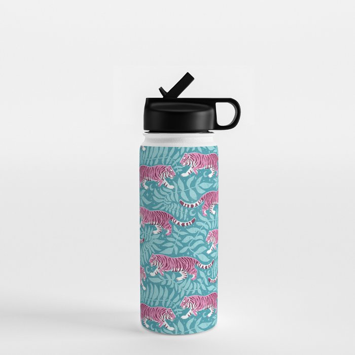 Tigers - Purple and aqua blue  Water Bottle Gallery Image 1