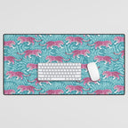 Tigers - Purple and aqua blue  Desk Mat Gallery Image 1