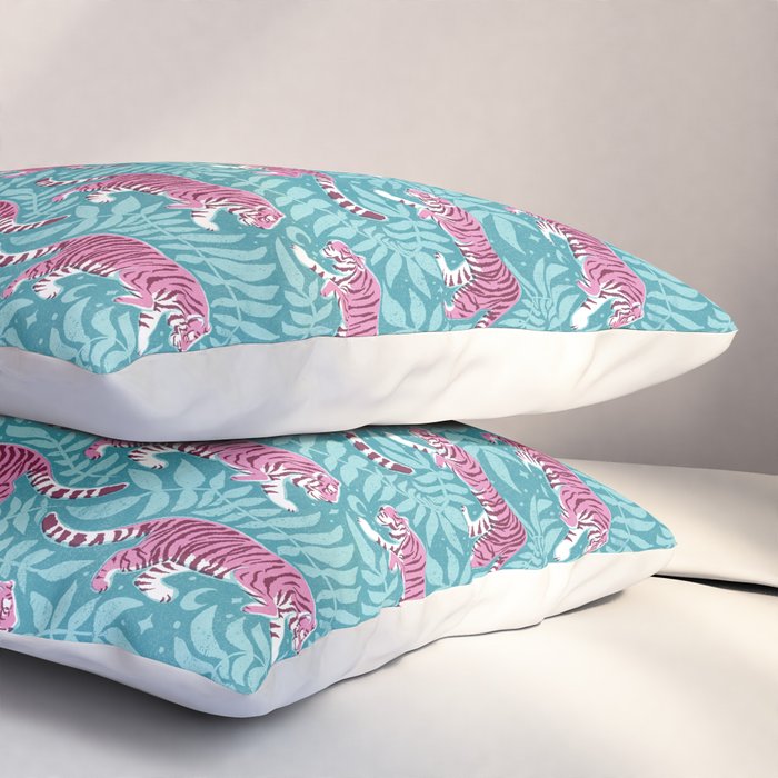 Tigers - Purple and aqua blue  Pillow Sham Gallery Image 3