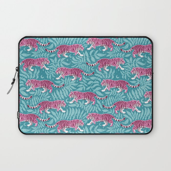 Tigers - Purple and aqua blue  Laptop Sleeve Gallery Image 1