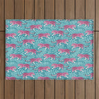 Tigers - Purple and aqua blue  Outdoor Rug Gallery Image 1