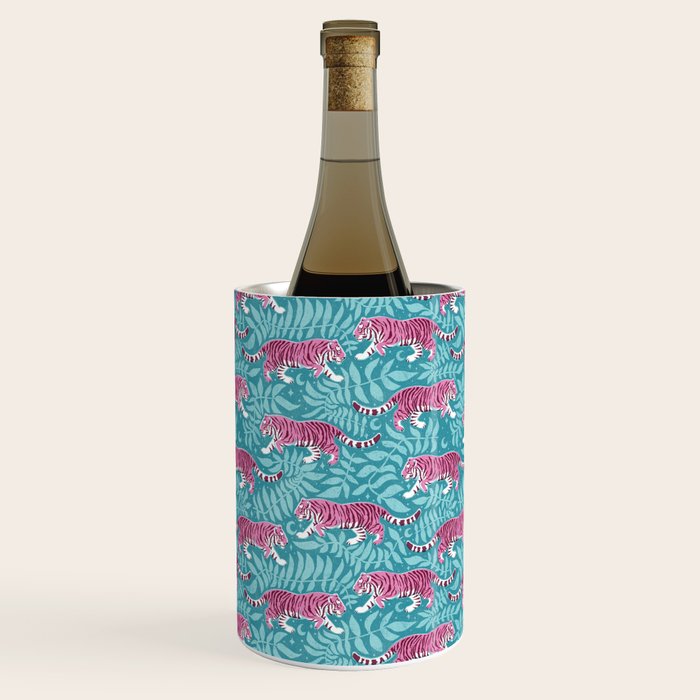 Tigers - Purple and aqua blue  Wine Chiller Gallery Image 1