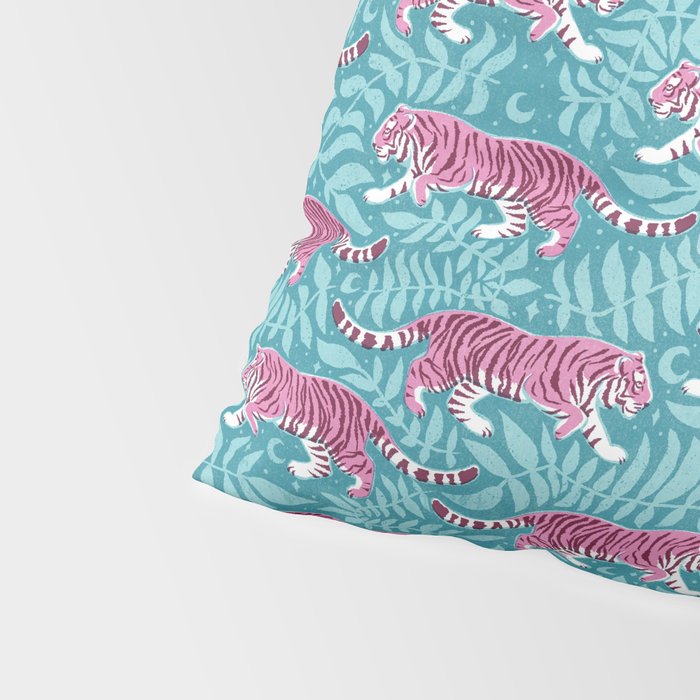 Tigers - Purple and aqua blue  Pillow Sham Gallery Image 4