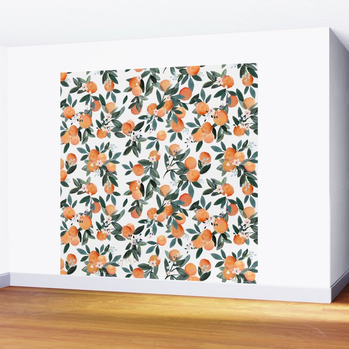Dear Clementine - oranges on white Wall Mural Gallery Image 2