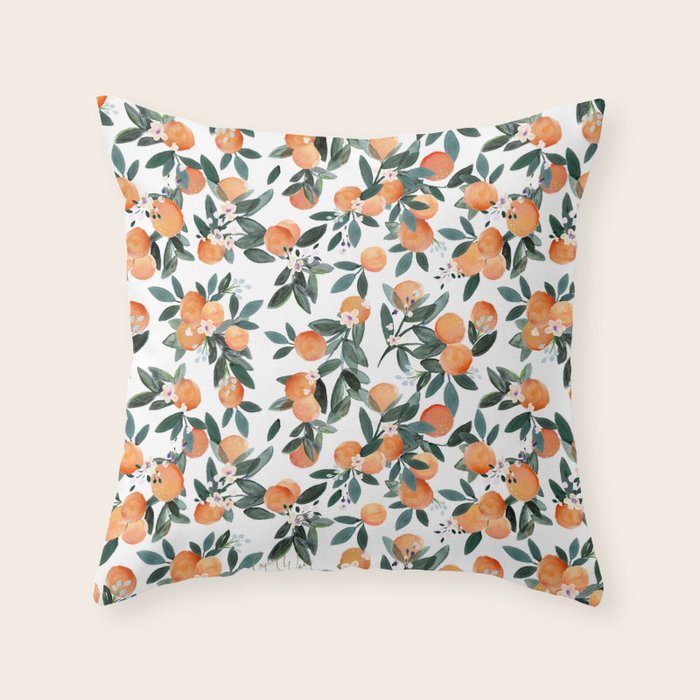 Dear Clementine - oranges on white Throw Pillow Gallery Image 6