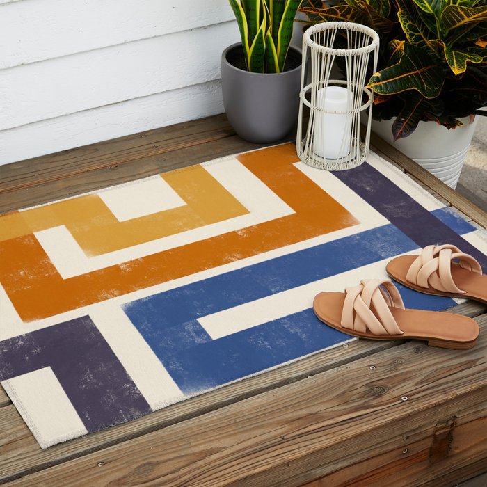 Subway Map Abstract Geometric Outdoor Rug Gallery Image 2