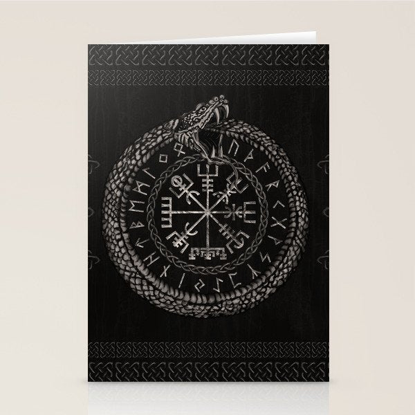 Vegvisir with Ouroboros and runes Stationery Card Gallery Image 2