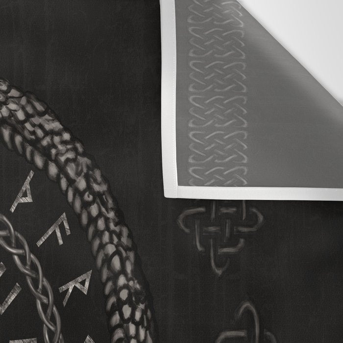 Vegvisir with Ouroboros and runes Wall Tapestry Gallery Image 3