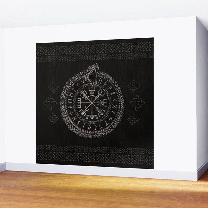 Vegvisir with Ouroboros and runes Wall Mural Gallery Image 2