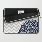 Chevron Floral Modern Navy and Grey Laptop Sleeve Gallery Image 2