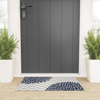 Chevron Floral Modern Navy and Grey Welcome Mat Gallery Image 3