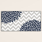 Chevron Floral Modern Navy and Grey Desk Mat Gallery Image 3