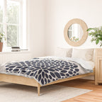 Chevron Floral Modern Navy and Grey Duvet Cover Gallery Image 2
