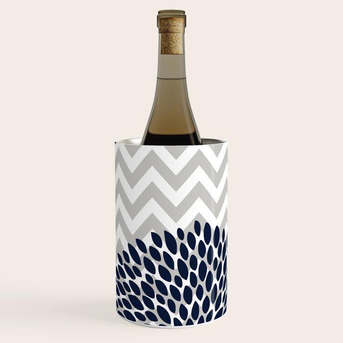 Chevron Floral Modern Navy and Grey Wine Chiller Gallery Image 3
