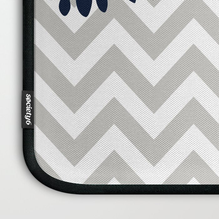 Chevron Floral Modern Navy and Grey Laptop Sleeve Gallery Image 3