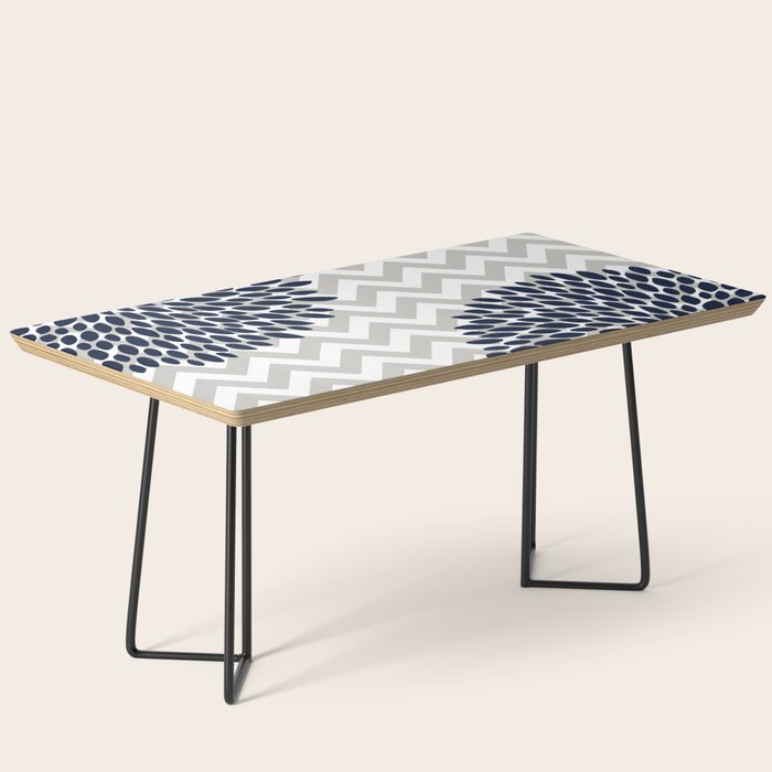 Chevron Floral Modern Navy and Grey Coffee Table Gallery Image 1