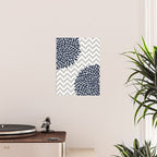 Chevron Floral Modern Navy and Grey Poster Gallery Image 2
