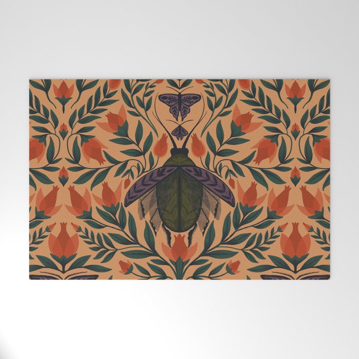 Beetle and Butterfly Botanical Design Welcome Mat Gallery Image 1