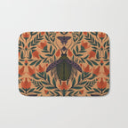 Beetle and Butterfly Botanical Design Bath Mat Gallery Image 1