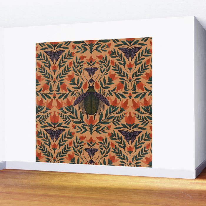 Beetle and Butterfly Botanical Design Wall Mural Gallery Image 2