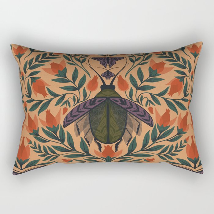 Beetle and Butterfly Botanical Design Rectangular Pillow Gallery Image 2