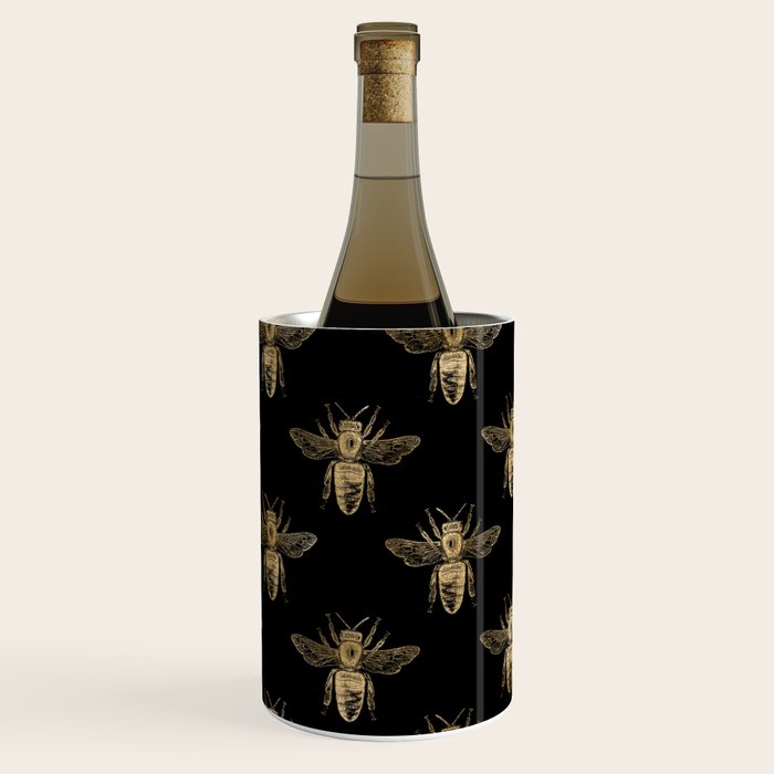 Vintage Gold Honey Bee Black Pattern Wine Chiller Gallery Image 3