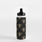 Vintage Gold Honey Bee Black Pattern Water Bottle Gallery Image 2