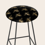 Vintage Gold Honey Bee Black Pattern Stool Gallery Image 2
