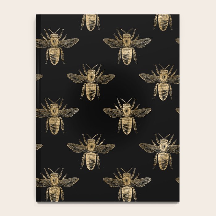 Vintage Gold Honey Bee Black Pattern Notebook Gallery Image 4