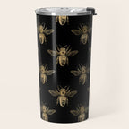 Vintage Gold Honey Bee Black Pattern Travel Mug Gallery Image 2