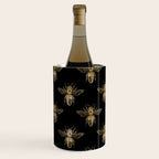 Vintage Gold Honey Bee Black Pattern Wine Chiller Gallery Image 1