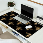 Vintage Gold Honey Bee Black Pattern Desk Mat Gallery Image 2