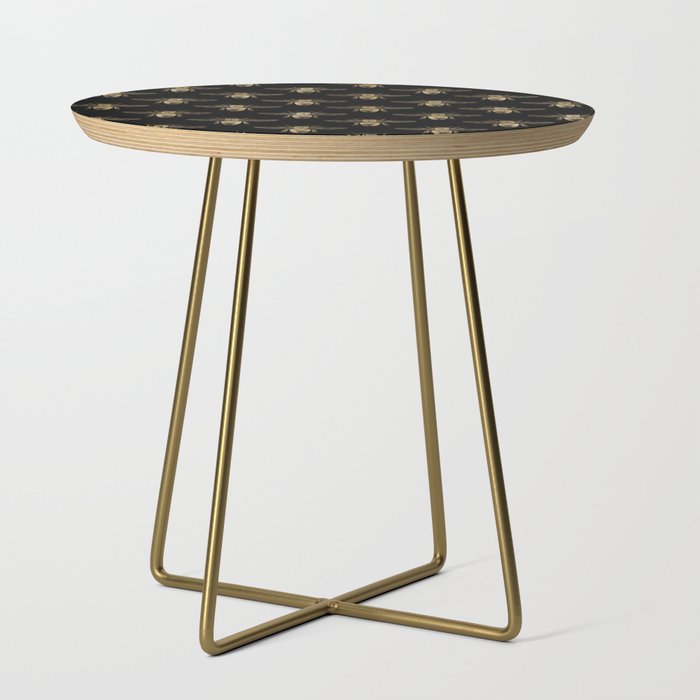 Vintage Gold Honey Bee Black Pattern Side Table Gallery Image 1