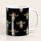 Vintage Gold Honey Bee Black Pattern Coffee Mug Gallery Image 1