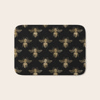 Vintage Gold Honey Bee Black Pattern Bath Mat Gallery Image 1