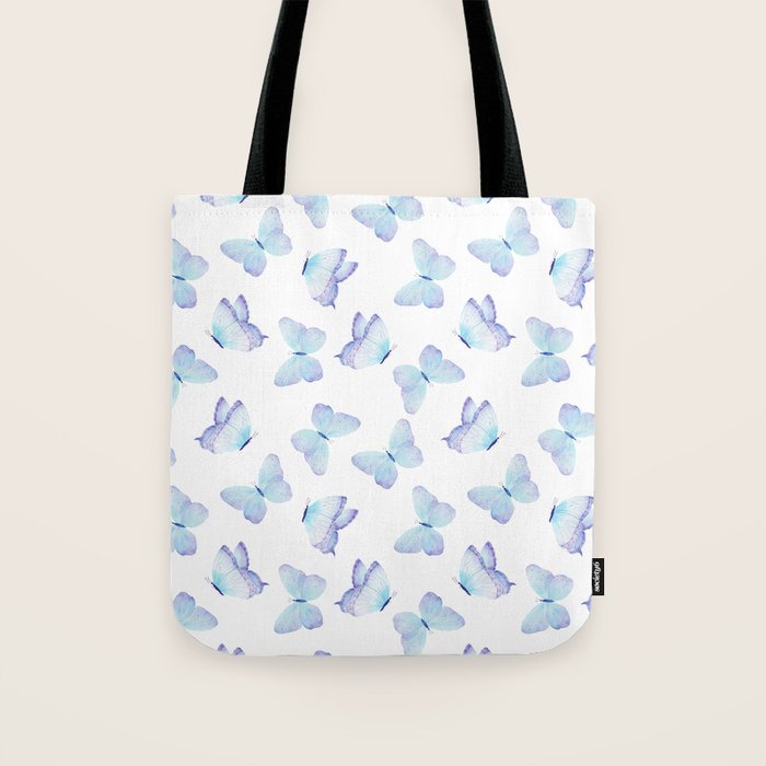 Lilac aqua blue watercolor hand painted butterfly Tote Bag Gallery Image 1