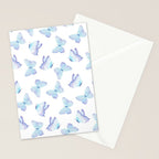 Lilac aqua blue watercolor hand painted butterfly Stationery Card Gallery Image 2