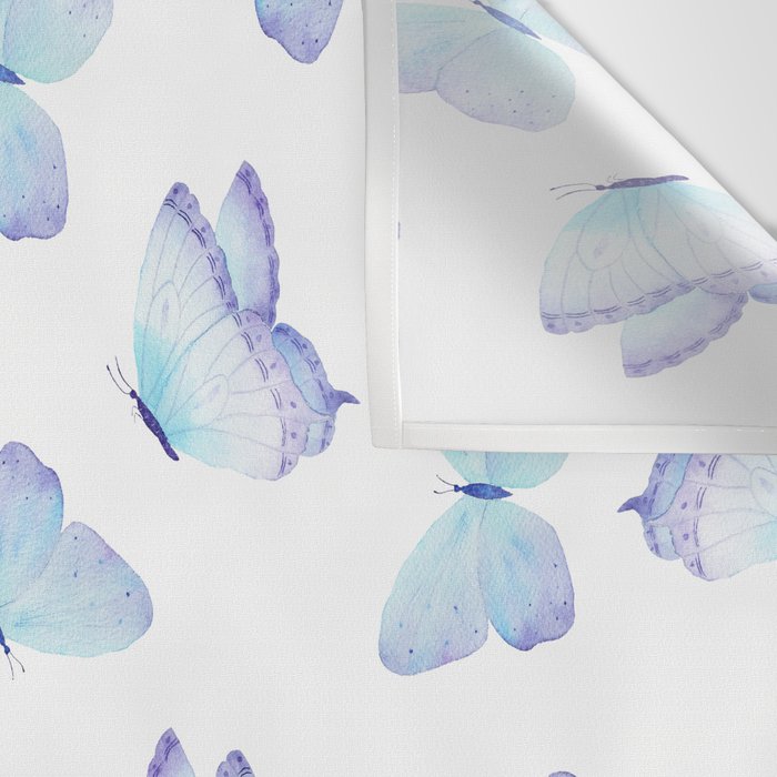 Lilac aqua blue watercolor hand painted butterfly Wall Tapestry Gallery Image 3